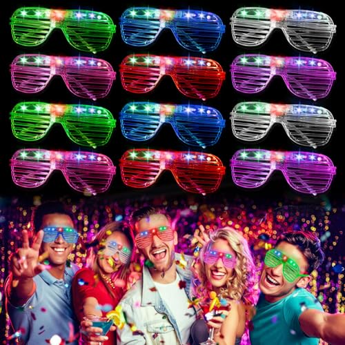 Corpower LED Brille Party Brille 12 Stück Partybrille Leuchtende Brille Led Brillen für Party Leuchtbrille für Geburtstag Weihnachten Karneval Partydekoration von Corpower