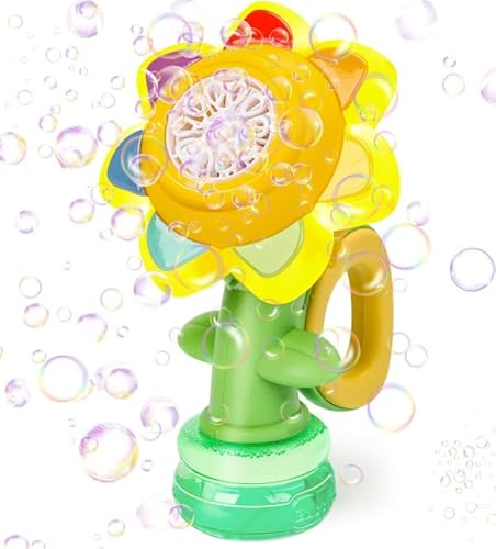 Seifenblasenmaschine, Seifenblasen Maschine Kinder - Seifenblasenmaschine in Blumenform mit 120 ml Seifenblasenflüssigkeit, DREI Einstellbare Stufen, Sommerspielzeug Geeignet für Outdoor-Aktivitäten von Corpower
