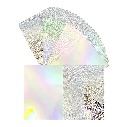 Correa 30er-Pack Metallischer Holografischer Karton, Glänzender Fluoreszierender Dicker A4-Karton für die Kartenherstellung und Scrapbooking von Correa