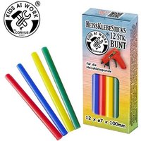 CORVUS A600678 - Kids at work: Heißklebesticks 7mm 12 Stück, 4-farbig, 12x7x100mm von Corvus