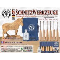 CORVUS A600686 - Kids at Work, Schnitzwerkzeuge 6-tlg. mit Baumwolltasche und Stahlpflegeöl von Corvus
