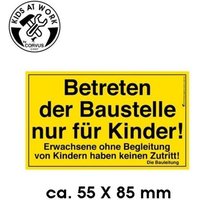 Corvus A600060 - Kids-at-Work, Bauschild Betreten der Baustelle nur für Kinder!, 55x85mm Corvus A600060 - Kids-at-Work, Bauschild Betreten der Baustelle nur für Kinder!, 55x85mm von Corvus