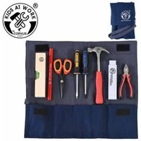 Corvus A600356 - Kids-at-Work, Werkzeugrolle groß Set01 (mit Werkzeug), Werkzeugtasche mit 5 Fächer, Stoff, blau, 20x37cm von Corvus