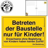 Kids at work: Bauschild Postkarte von Corvus