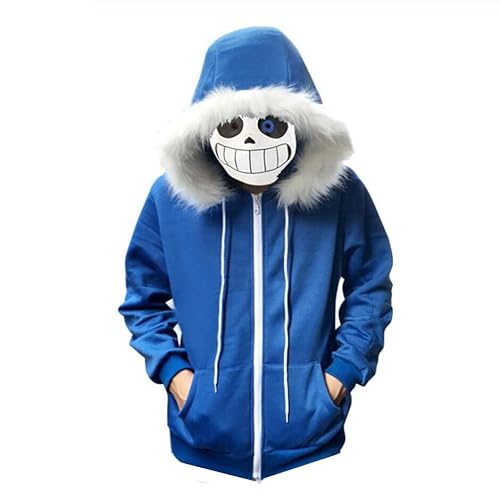 Cos-Animefly Sans Blaue Jacke Pullover Hoodie Reißverschluss Sweatshirts Halloween Cosplay Erwachsene Plüschkostüm Langarm Pullover Cos-Animefly Sans Blaue Jacke Pullover Hoodie Reißverschluss Sweatshirts Halloween Cosplay Erwachsene Plüschkostüm Langarm Pullover von Cos-Animefly