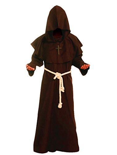 Cos2be Mittelalterlicher Priester Mönch Robe Kapuzenumhang Zauberer Zauberer Umhang, Kaffee-Robe, XXX-Large Cos2be Mittelalterlicher Priester Mönch Robe Kapuzenumhang Zauberer Zauberer Umhang, Kaffee-Robe, XXX-Large von Cos2be