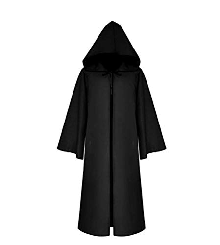 Cos2be Mittelalterlicher Priester Mönch Robe Kapuzenumhang Zauberer Zauberer Umhang, Schwarze Kapuze, XXX-Large von Cos2be