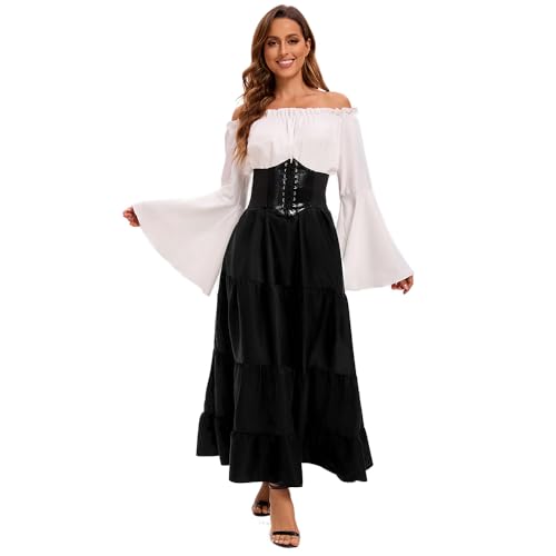 CosCool Damen Retro Mittelalter Kleid mit Trompetenärmel, Mittelalterliche Viktorianischen Königin Kleider Renaissance Gotisch Maxikleid Karneval Halloween Party Prinzessin Kostüm Schwarz XL CosCool Damen Retro Mittelalter Kleid mit Trompetenärmel, Mittelalterliche Viktorianischen Königin Kleider Renaissance Gotisch Maxikleid Karneval Halloween Party Prinzessin Kostüm Schwarz XL von CosCool
