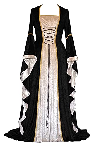 CosCool Damen Retro Mittelalter Kleid mit Trompetenärmel, Mittelalterliche Viktorianischen Königin Kleider Renaissance Gotisch Maxikleid Karneval Halloween Party Prinzessin Kostüm Schwarz XXL CosCool Damen Retro Mittelalter Kleid mit Trompetenärmel, Mittelalterliche Viktorianischen Königin Kleider Renaissance Gotisch Maxikleid Karneval Halloween Party Prinzessin Kostüm Schwarz XXL von CosCool