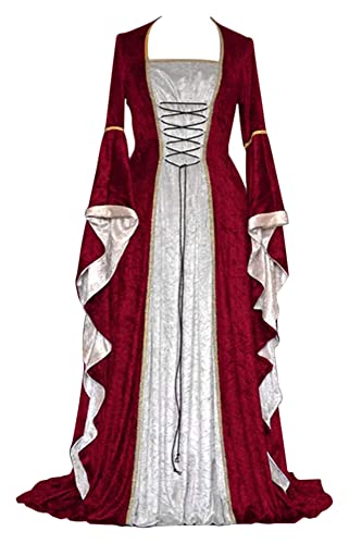 Damen Retro Mittelalter Kleid mit Trompetenärmel, Mittelalterliche Viktorianischen Königin Kleider Renaissance Gotisch Maxikleid Karneval Halloween Party Prinzessin Kostüm Rot M Damen Retro Mittelalter Kleid mit Trompetenärmel, Mittelalterliche Viktorianischen Königin Kleider Renaissance Gotisch Maxikleid Karneval Halloween Party Prinzessin Kostüm Rot M von CosCool