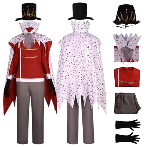 CosDance Herren Anime Stolas Cosplay Kostüm mit Hut Blitzo Helluva Boss Charakter Uniform Jacke Umhang Anzug Halloween Karneval Dress Up Outfit Set für Erwachsene Jungen (S) von CosDance