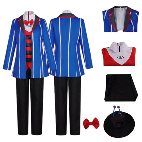 CosDance Herren Anime Vox Cosplay Kostüm mit Hut Hazbin Hotel Charakter Uniform Jacke Halloween Umhang Anzug Dress Up Outfits Set für Erwachsene Jungen Karneval Party Geschenke (L) von CosDance