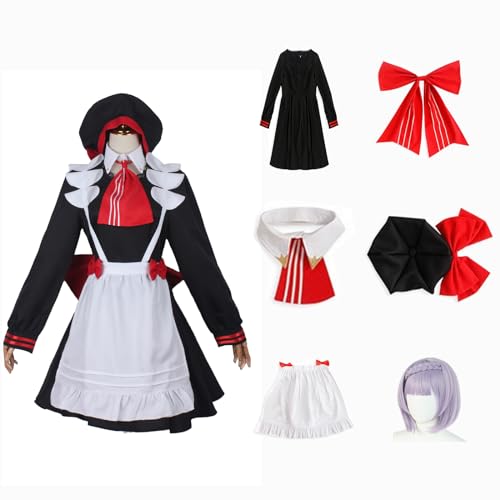 Genshin Impact Cosplay Noelle Kostüm Spielcharakter Charaktere Outfit mit Perücke Kopfschmuck Full Set Halloween Dress Up Uniform Kleider Anzug für Mädchen Frauen (L) von CosDance
