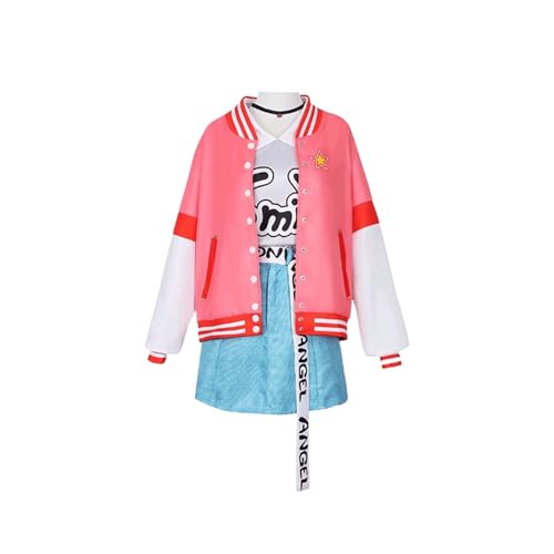 CosDogs Anime Buntes Azusawa Kohane Cosplay Kostüm mit Perücke für Damen und Herren zum Verkleiden roter Mantel blauer Rock komplettes Zubehör Halloween Karneval Party Rollenspiel Outfits von CosDogs