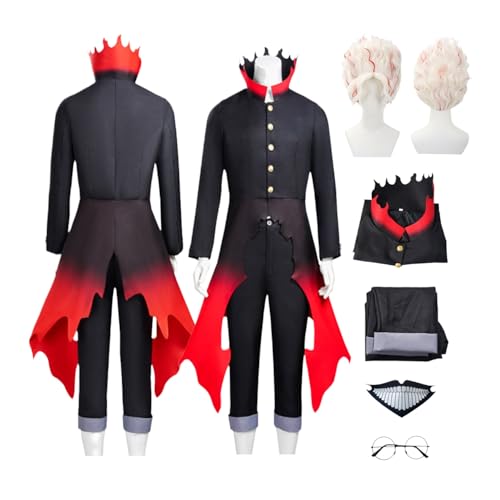 CosDogs Anime Dandadan Ken Takakura Cosplay Kostüm mit Perücke Schwarz Rot Anzug Zubehör Frauen Männer Kinder Outfit Halloween Karneval Kleid Overall Kimono von CosDogs