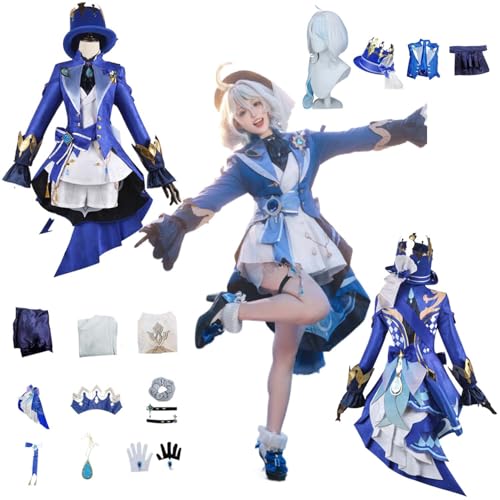 CosDogs Anime Genshin Impact Furina de Fontaine Cosplay Kostüm mit Perücke Hut blauem Mantel Herren Damen Erwachsene Kinder Outfit Halloween Karneval Kleid Rollenspielanzug CosDogs Anime Genshin Impact Furina de Fontaine Cosplay Kostüm mit Perücke Hut blauem Mantel Herren Damen Erwachsene Kinder Outfit Halloween Karneval Kleid Rollenspielanzug von CosDogs