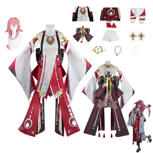 CosDogs Anime Genshin Impact Yae Miko Cosplay Kostüm mit Perücke Rot Weiß Overall Zubehör Damen Herren Kinder Outfit Halloween Karneval Kleid Kimono Anzug CosDogs Anime Genshin Impact Yae Miko Cosplay Kostüm mit Perücke Rot Weiß Overall Zubehör Damen Herren Kinder Outfit Halloween Karneval Kleid Kimono Anzug von CosDogs