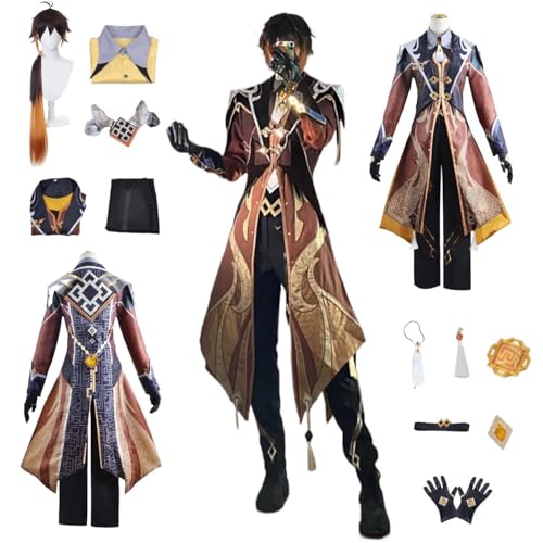 CosDogs Anime Genshin Impact Zhongli Cosplay Kostüm mit Perücke Umhang Ohrringen Zubehör Herren Damen Kinder Outfit Halloween Karneval Kleid Rollenspielanzug CosDogs Anime Genshin Impact Zhongli Cosplay Kostüm mit Perücke Umhang Ohrringen Zubehör Herren Damen Kinder Outfit Halloween Karneval Kleid Rollenspielanzug von CosDogs