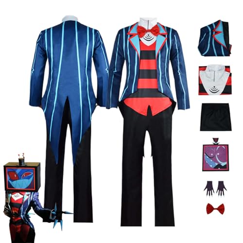 CosDogs Anime Hazbin Hotel Vox Cosplay Kostüm mit Maske Blau Mantel Zubehör Frauen Männer Kinder Outfit Halloween Karneval Kleid Overall Kimono Anzug CosDogs Anime Hazbin Hotel Vox Cosplay Kostüm mit Maske Blau Mantel Zubehör Frauen Männer Kinder Outfit Halloween Karneval Kleid Overall Kimono Anzug von CosDogs