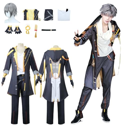CosDogs Anime Honkai Star Rail Caelus Cosplay Kostüm mit Perücke Hose Zubehör Herren Damen Unisex Kinder Outfit Halloween Karneval Weihnachtsfeier Rollenspiel Uniform Komplettanzug von CosDogs