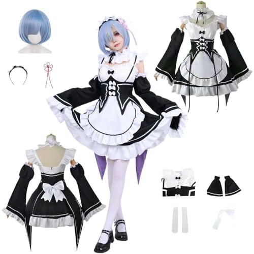 CosDogs Anime Re:Life in A Different World from Zero Rem Ram Cosplay Kostüm mit Perücke Kopfschmuck Accessoires Damen Herren Kinder Outfit Halloween Karneval Dienstmädchenkleid Kimono Anzug CosDogs Anime Re:Life in A Different World from Zero Rem Ram Cosplay Kostüm mit Perücke Kopfschmuck Accessoires Damen Herren Kinder Outfit Halloween Karneval Dienstmädchenkleid Kimono Anzug von CosDogs