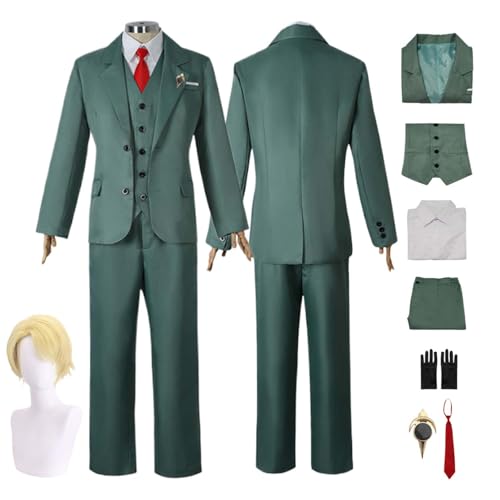 CosDogs Anime SPY×FAMILY Twilight Loid Forger Cosplay Kostüm mit Perücke für Männer und Jungen zum Verkleiden grüner Anzug rote Krawatte komplettes Zubehör Halloween Karneval Party Rollenspiel Outfits CosDogs Anime SPY×FAMILY Twilight Loid Forger Cosplay Kostüm mit Perücke für Männer und Jungen zum Verkleiden grüner Anzug rote Krawatte komplettes Zubehör Halloween Karneval Party Rollenspiel Outfits von CosDogs