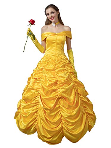 CosFantasy Damen Prinzessin Belle Kostüm Ballkleid Abendkleid Mp002019 Damen Golden CosFantasy Damen Prinzessin Belle Kostüm Ballkleid Abendkleid Mp002019 Damen Golden von CosFantasy