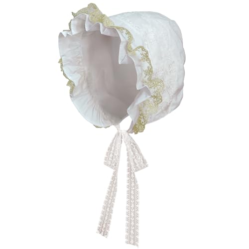 Damen Pioneer Bonnet - Kolonial Bauer Amish Hut Prärie Cap Nightcap Maid Cosplay Kostüm Zubehör (Stil C Weiß) von CosInStyle