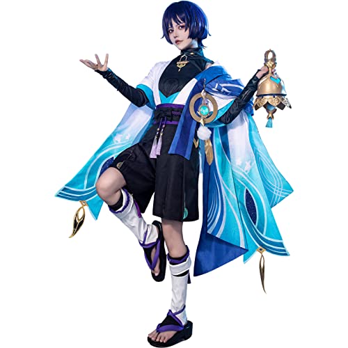 Cosfun Genshin Impact Scaramouche Wanderer Cosplay Kostüm Blau Outfits für Halloween C07166 Größe M Cosfun Genshin Impact Scaramouche Wanderer Cosplay Kostüm Blau Outfits für Halloween C07166 Größe M von Cosfun
