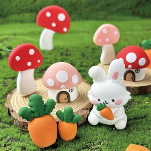 8 Stück Bunny Tortendeko Geburtstag Kuchen Deko Set Happy Birthday Tortendeko Cake Toppers Kreatives Weich Kunststoff Hase Torten Dekorations Set für Baby Tortendekos und Partybedarf von Cosiesnest