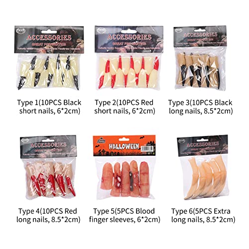 Cosiki Fake Finger, Gefälschte Finger Gruselige Gruselige Hexen Nägel 10pcs Halloween Fake Set Bloody Halloween Dekorationen für Cosplay -Party -Streichspielzeuge Cosiki Fake Finger, Gefälschte Finger Gruselige Gruselige Hexen Nägel 10pcs Halloween Fake Set Bloody Halloween Dekorationen für Cosplay -Party -Streichspielzeuge von Cosiki