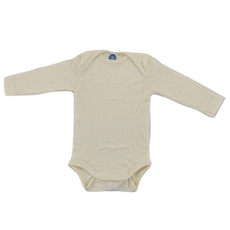 Cosilana Baby-Body (Langarm) aus Baumwolle/Wolle/Seide - 01 Natur 62 / 68 von Cosilana