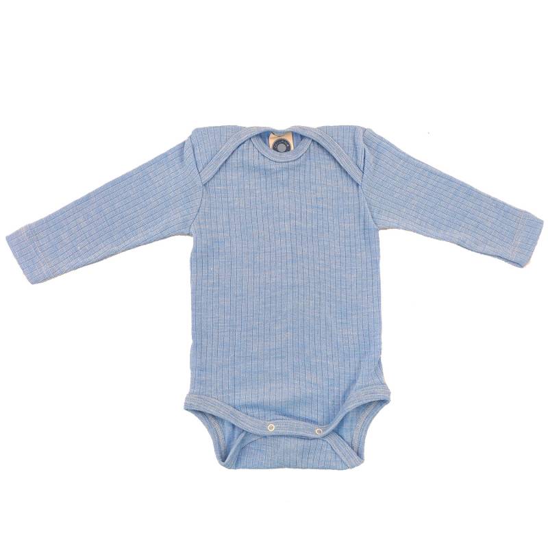 Cosilana Baby-Body (Langarm) aus Baumwolle/Wolle/Seide - 06 Hellblau 74 / 80 von Cosilana