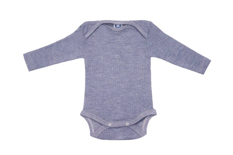 Cosilana Baby-Body (Langarm) aus Baumwolle/Wolle/Seide - 08 Blau 50 / 56 von Cosilana