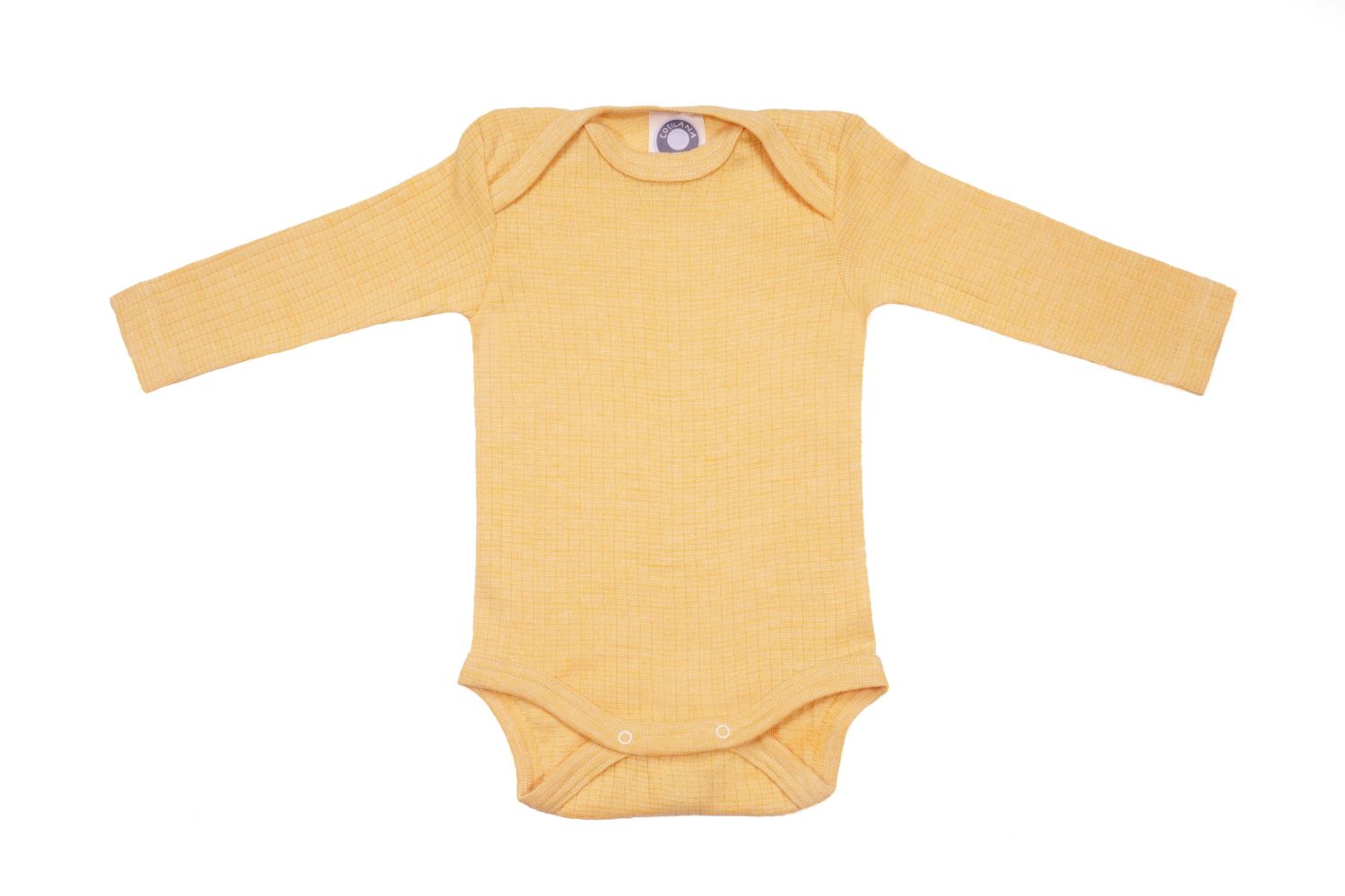 Cosilana Baby-Body (Langarm) aus Baumwolle/Wolle/Seide - 22 Gelb 98 / 104 von Cosilana