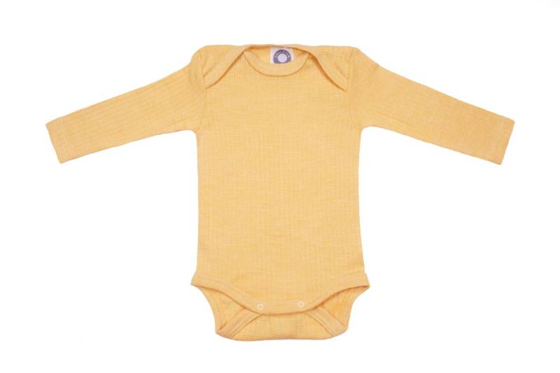Cosilana Baby-Body (Langarm) aus Baumwolle/Wolle/Seide - 22 Gelb 98 / 104 von Cosilana