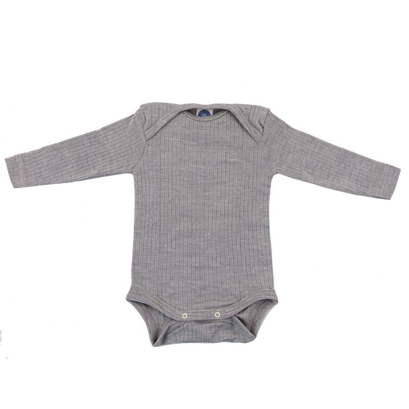 Cosilana Baby-Body (Langarm) aus Baumwolle/Wolle/Seide - 940 Grau 50 / 56 von Cosilana