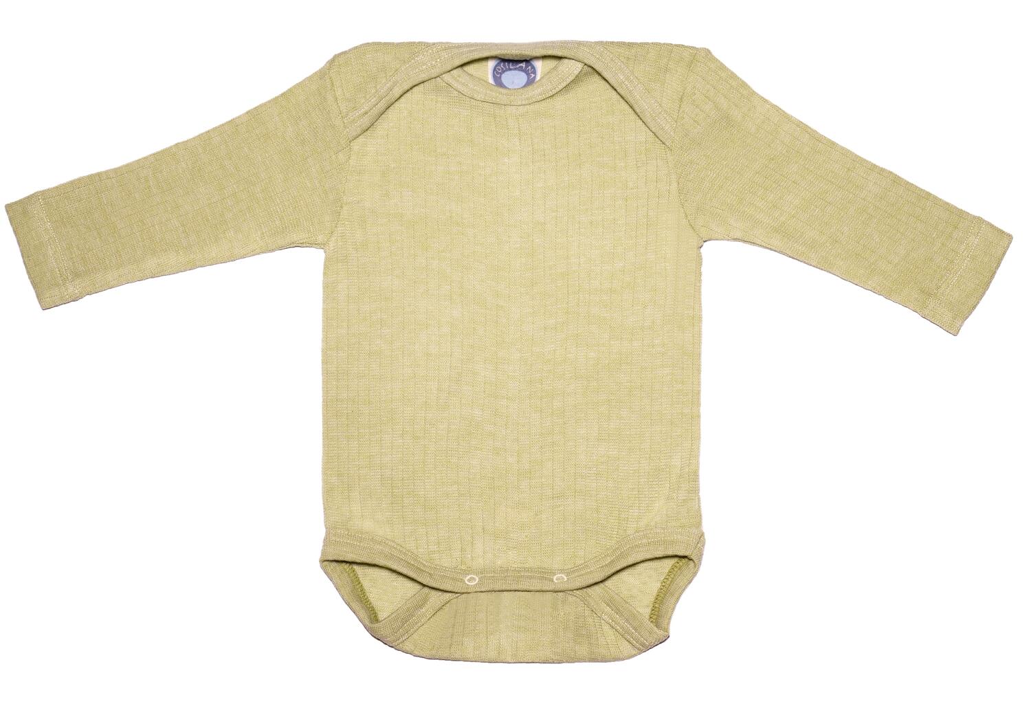 Cosilana Baby-Body (Langarm) aus Baumwolle/Wolle/Seide - 62 / 68 021 Grün von Cosilana