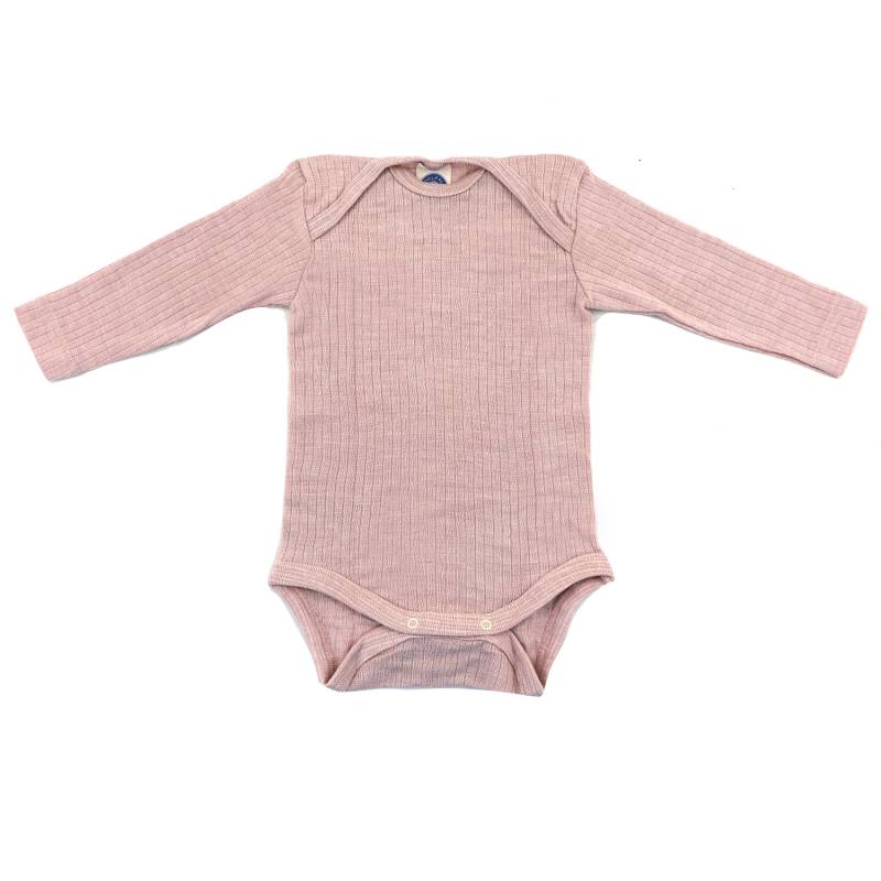 Cosilana Baby-Body (Langarm) aus Baumwolle/Wolle/Seide - 62 Altrosa 74 / 80 von Cosilana