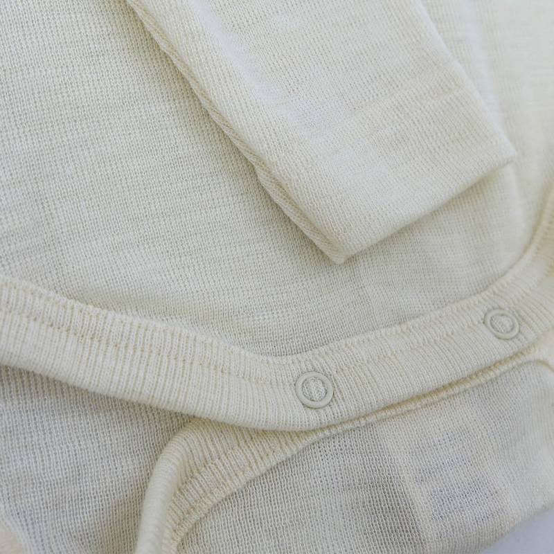 Cosilana Baby-Body (Langarm) aus Wolle/Seide - 01 Natur 74 / 80 von Cosilana