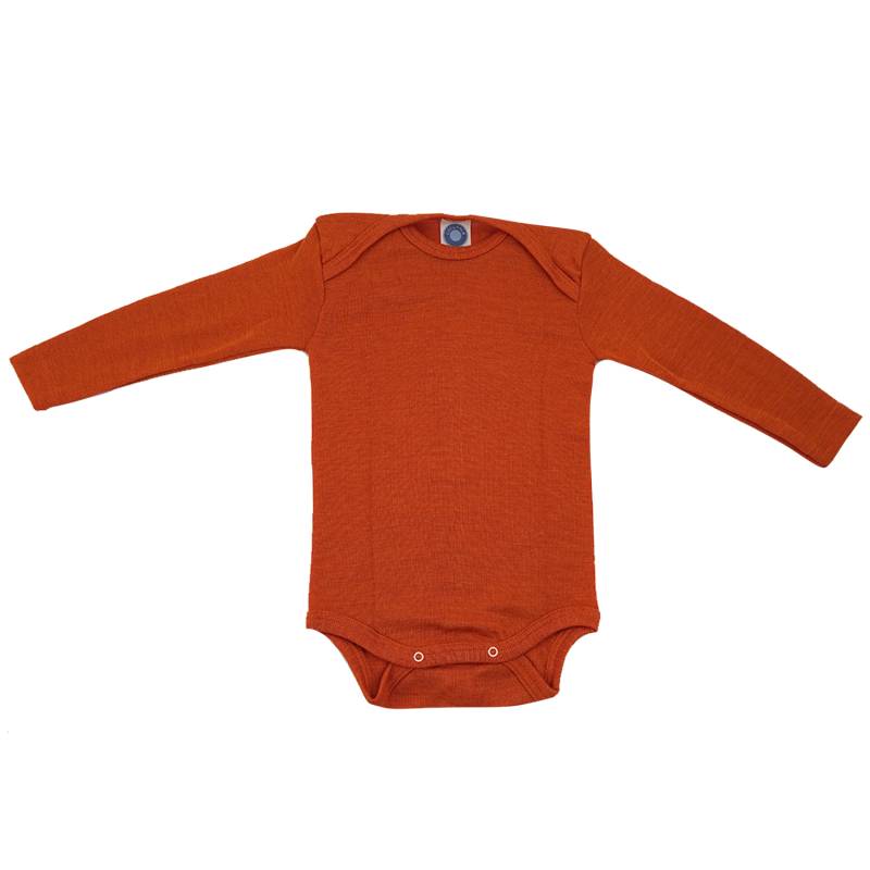 Cosilana Baby-Body (Langarm) aus Wolle/Seide - 29 Orange 98 / 104 von Cosilana