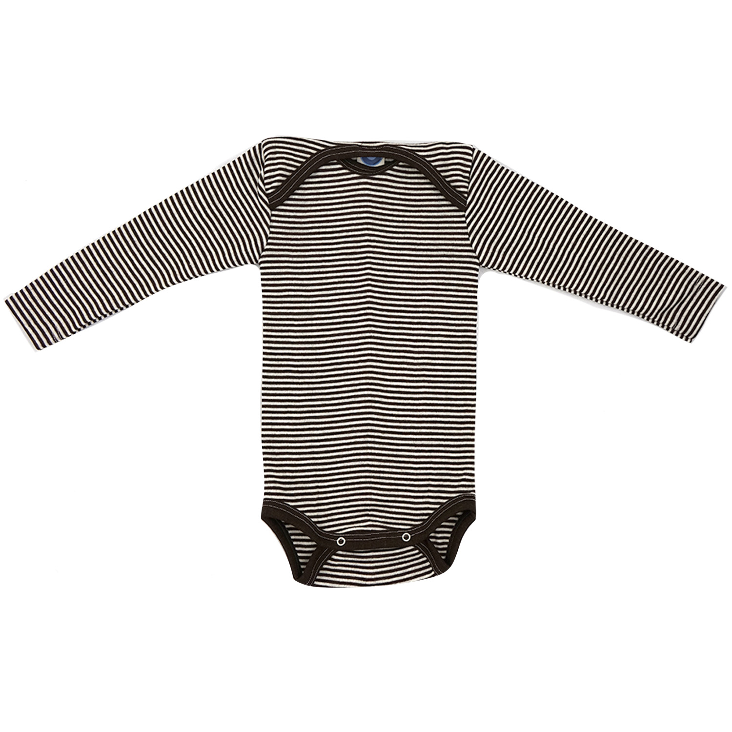Cosilana Baby-Body (Langarm) aus Wolle/Seide - 50 / 56 125 Braun-Natur gestreift von Cosilana