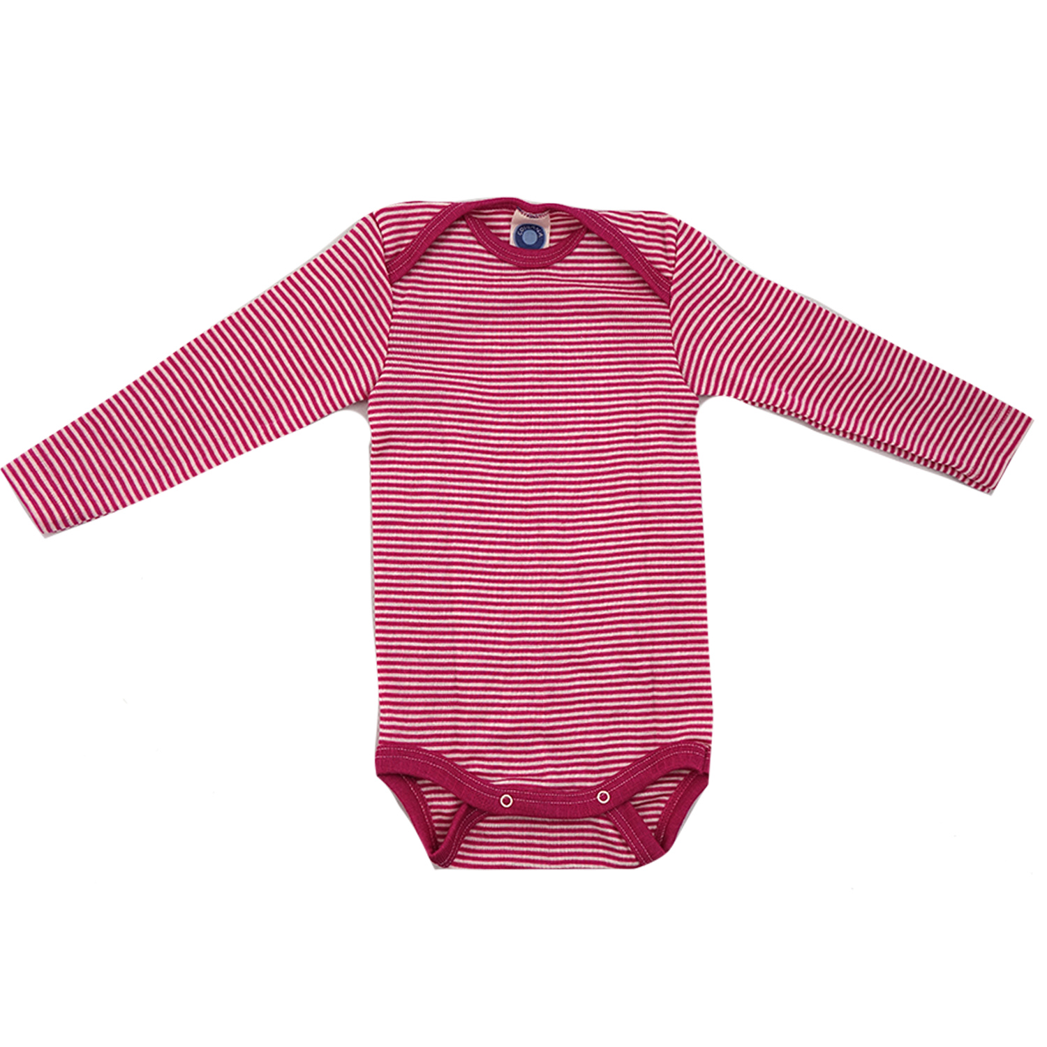 Cosilana Baby-Body (Langarm) aus Wolle/Seide - 62 / 68 130 Pink-Natur gestreift von Cosilana