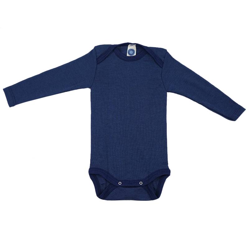 Cosilana Baby-Body (Langarm) aus Wolle/Seide - 08 Blau 86 / 92 von Cosilana