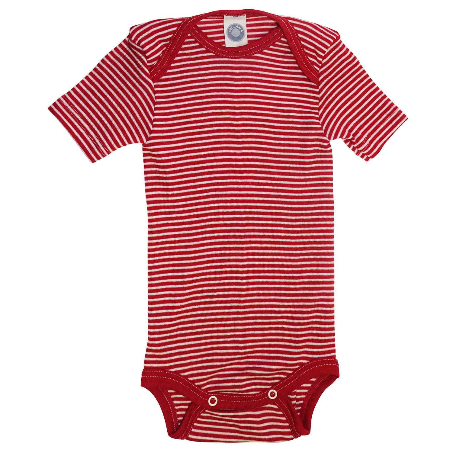 Cosilana Baby-Body (kurzarm) aus Wolle/Seide - 50 / 56 124 Rot-Natur gestreift von Cosilana