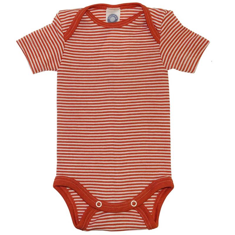 Cosilana Baby-Body (kurzarm) aus Wolle/Seide - 50 / 56 129 Orange-Natur gestreift von Cosilana