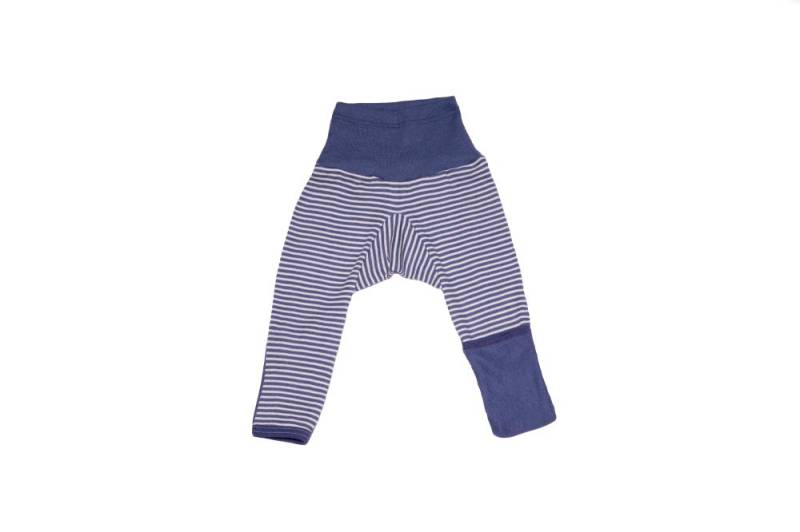 Cosilana Baby-Hose mit Kratzschutz aus Wolle/Seide - 128 Blau-Natur gestreift 74 / 80 von Cosilana