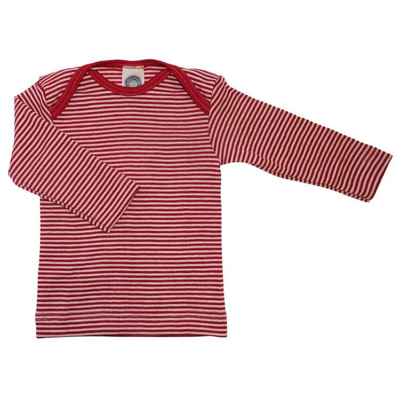 Cosilana Baby-Schlupfhemd (Langarm) aus Wolle/Seide - 86 / 92 124 Rot-Natur gestreift von Cosilana