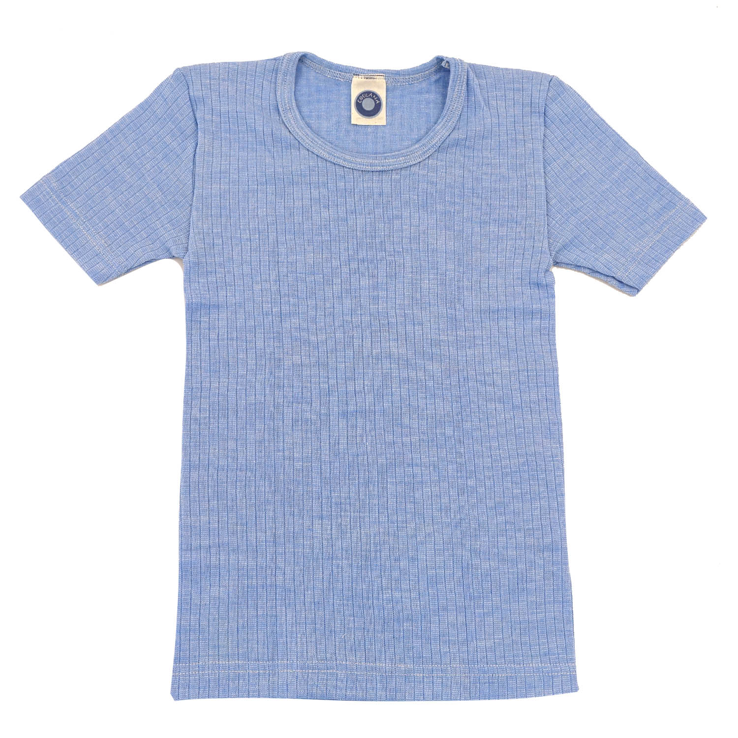 Cosilana Kinder-Unterhemd (Kurzarm) aus Baumwolle/Wolle/Seide - 128 06 Hellblau von Cosilana