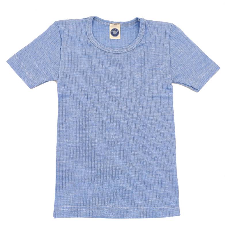 Cosilana Kinder-Unterhemd (Kurzarm) aus Baumwolle/Wolle/Seide - 128 06 Hellblau von Cosilana